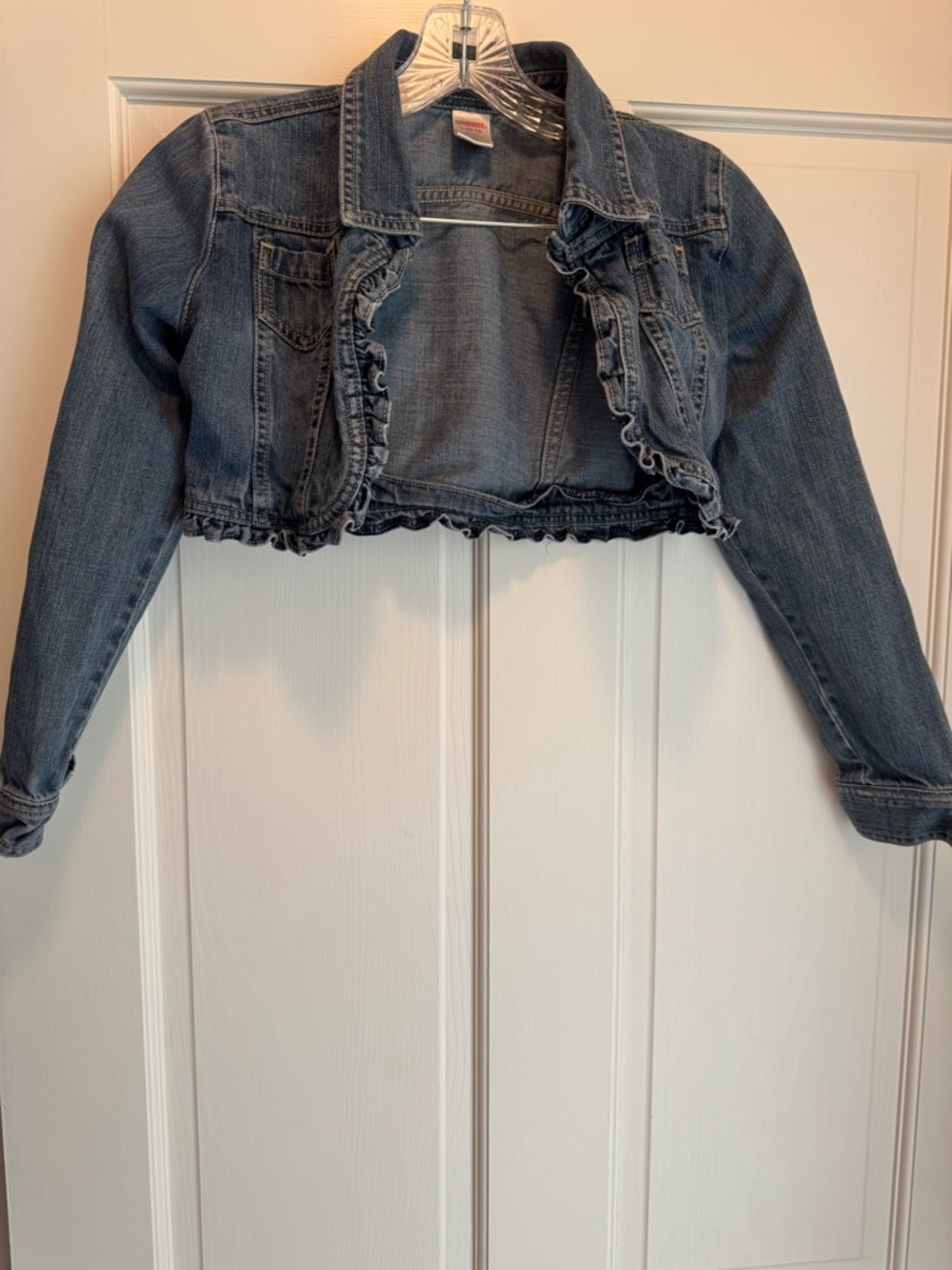 Girls Cropped Ruffle Denim Jacket - Picture 3 of 4